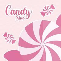 candy ship lettering with bundle of candys vector