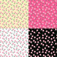 A set of sweet seamless pattern design of tiny flowers isolated on various colors background. Decorating for wrapping paper, wallpaper, fabric, backdrop and etc. vector