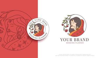 beautiful indian bride logo design vector