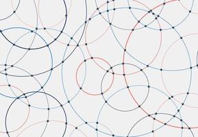 Abstract blue and red circles lines round overlay white background and connecting dots technology concept for your design. vector