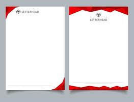 Abstract creative letterhead design template red color geometric triangle overlay on white background. vector
