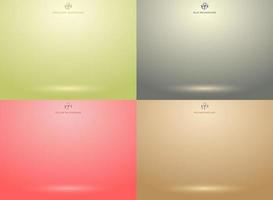 Set of studio room green, red, gray, brown background with lighting well use as Business backdrop vector