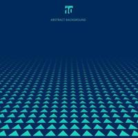 Abstract green geometric triangles pattern halftone perspective on blue background. Vector illustration