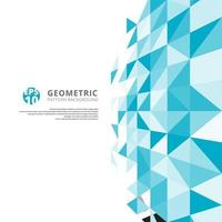 Abstract blue geometric triangles pattern perspective on white background with copy space vector