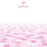 Abstract hexagon perspective pattern white and pink color background vector