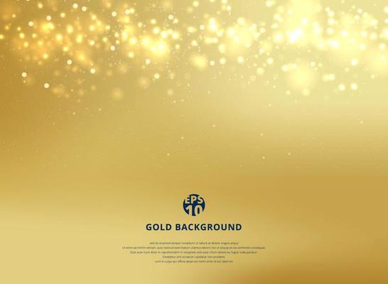 Abstract gold blurred background with bokeh and gold glitter header