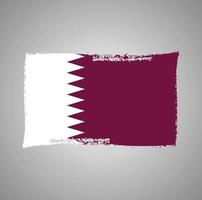bandera de qatar con pincel pintado de acuarela vector
