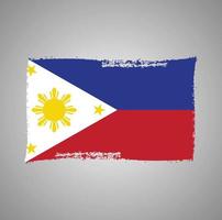 Philippines Flag With Watercolor Painted Brush vector