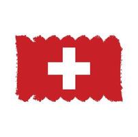 Switzerland Flag With Watercolor Painted Brush vector