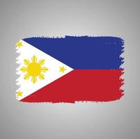 Philippines Flag With Watercolor Painted Brush vector