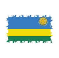 bandera de ruanda con pincel pintado de acuarela vector