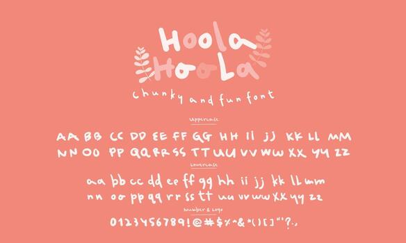 Hoola alphabet vector is an uneven, playful, chunky lettered and fun handwritten font.