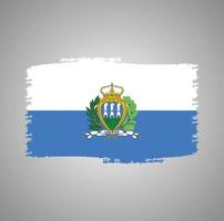 San Marino Flag With Watercolor Painted Brush vector