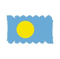 Palau Flag With Watercolor Painted Brush vector