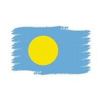 Palau Flag With Watercolor Painted Brush vector