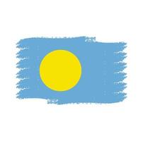 Palau Flag With Watercolor Painted Brush vector