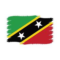 Saint Kitts and Nevis Flag With Watercolor Painted Brush vector