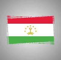 Tajikistan Flag With Watercolor Painted Brush vector