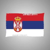 bandera de serbia con pincel pintado de acuarela vector