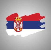 bandera de serbia con pincel pintado de acuarela vector