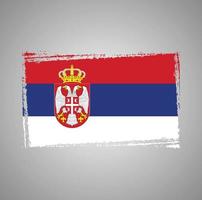 bandera de serbia con pincel pintado de acuarela vector