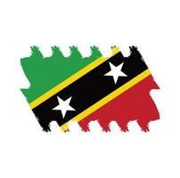 Saint Kitts and Nevis Flag With Watercolor Painted Brush vector