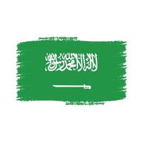 Arab Saudi Flag With Watercolor Painted Brush vector