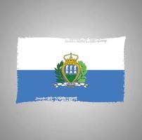 San Marino Flag With Watercolor Painted Brush vector