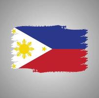 Philippines Flag With Watercolor Painted Brush vector