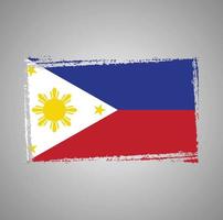 Philippines Flag With Watercolor Painted Brush vector