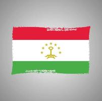 Tajikistan Flag With Watercolor Painted Brush vector