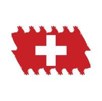 Switzerland Flag With Watercolor Painted Brush vector