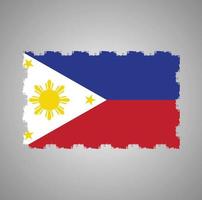 Philippines Flag With Watercolor Painted Brush vector