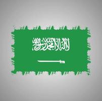 Arab Saudi Flag With Watercolor Painted Brush vector