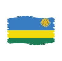 bandera de ruanda con pincel pintado de acuarela vector