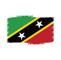 Saint Kitts and Nevis Flag With Watercolor Painted Brush vector