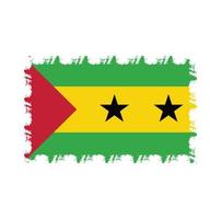 Sao Tome and Principe Flag With Watercolor Painted Brush vector