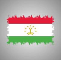 Tajikistan Flag With Watercolor Painted Brush vector