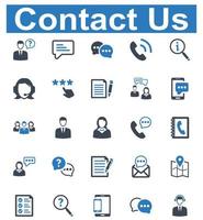 póngase en contacto con nosotros conjunto de iconos - ilustración vectorial. atención al cliente, servicio al cliente, satisfacción del cliente, cliente, retroalimentación, revisión, respuesta, faq, pregunta, consultor, iconos. vector