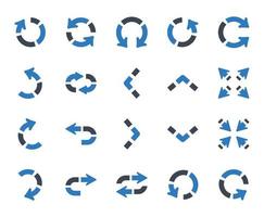 conjunto de iconos de flechas - ilustración vectorial. flecha, flechas, actualizar, sincronizar, rotar, recargar, restaurar, devolver, deshacer, rehacer, actualizar, iconos. vector