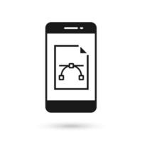 Mobile phone flat design with vector file sign.