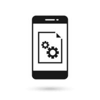 Mobile phone flat design with system file sign. vector