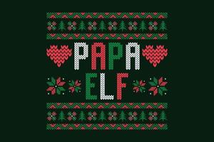 Merry Christmas T-shirt Papa Elf vector