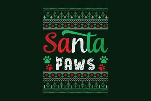 Merry Christmas T-shirt Santa Paws vector