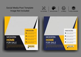 Real estate house social media post or square banner template vector