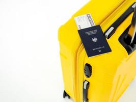 Passport and airline ticket. photo