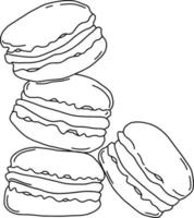 macarons de galletas. ilustración vectorial. boceto lineal vector