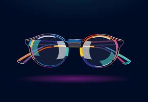 gafas elegantes con monturas redondeadas. gafas de sol, dibujo abstracto y colorido. ilustración vectorial de pinturas vector