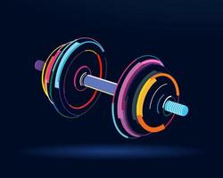 Dumbbell, sport fitness dumbbell design element, abstract, colorful drawing. Vector illustration of paints
