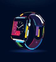 Smart watch, abstract, colorful drawing. Vector illustration of paints